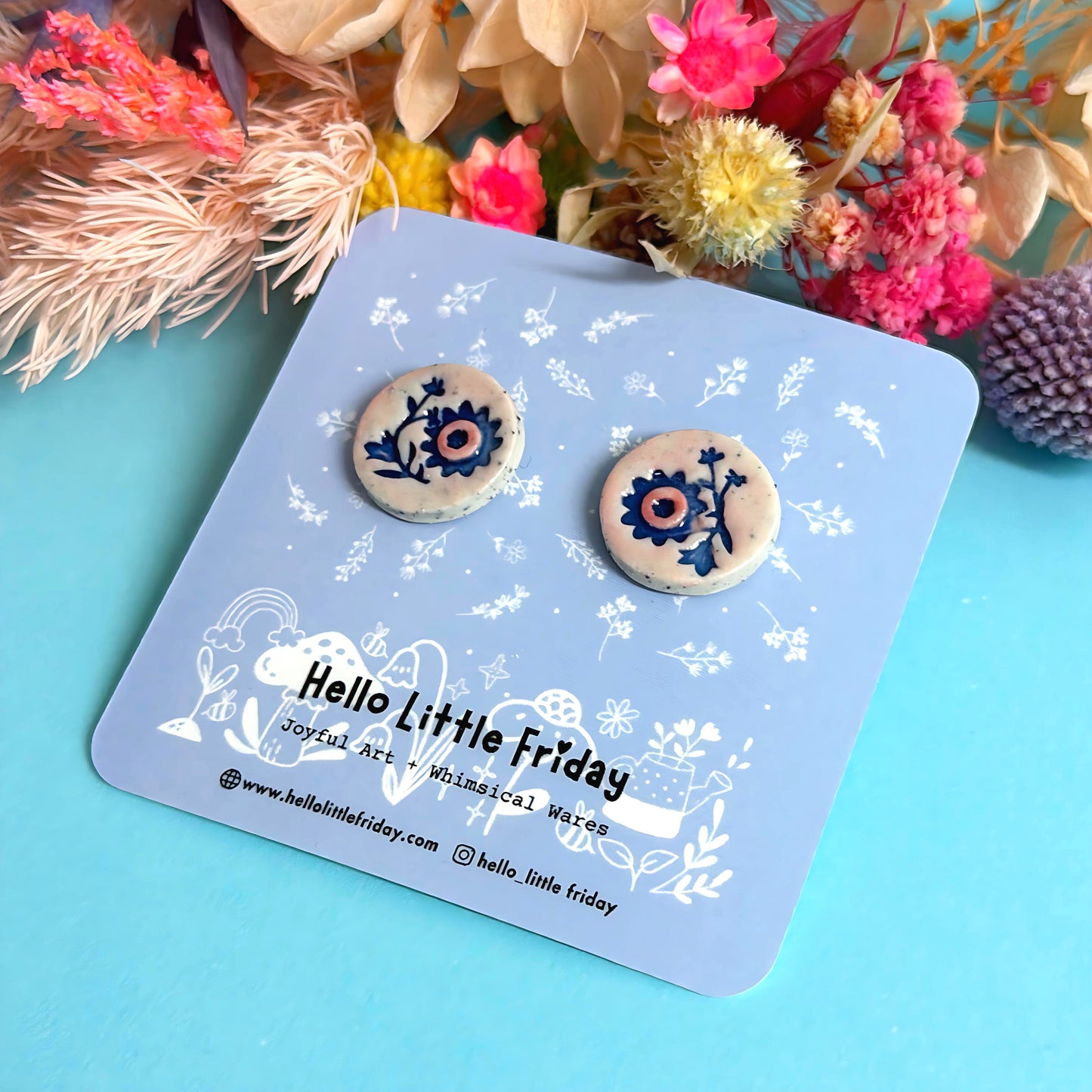 BOTANICA CERAMICA STUDS : Bouquet : Handmade Ceramic STUD Earrings by Jo Kealley