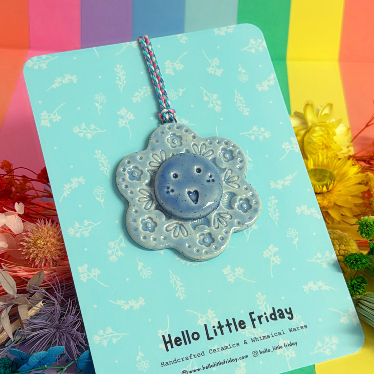 The Light Blue WALLFLOWERS ~ choose your design : Handmade Ceramic Wall Art Ornament by Jo Kealley