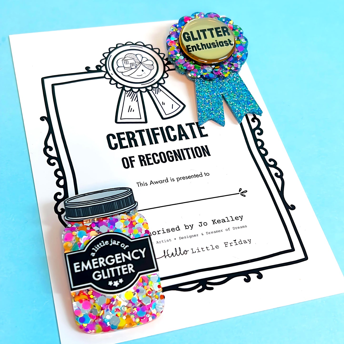 HELLO LITTLE AWARD :  GLITTER ENTHUSIAST : Handmade Resin & Acrylic BROOCH