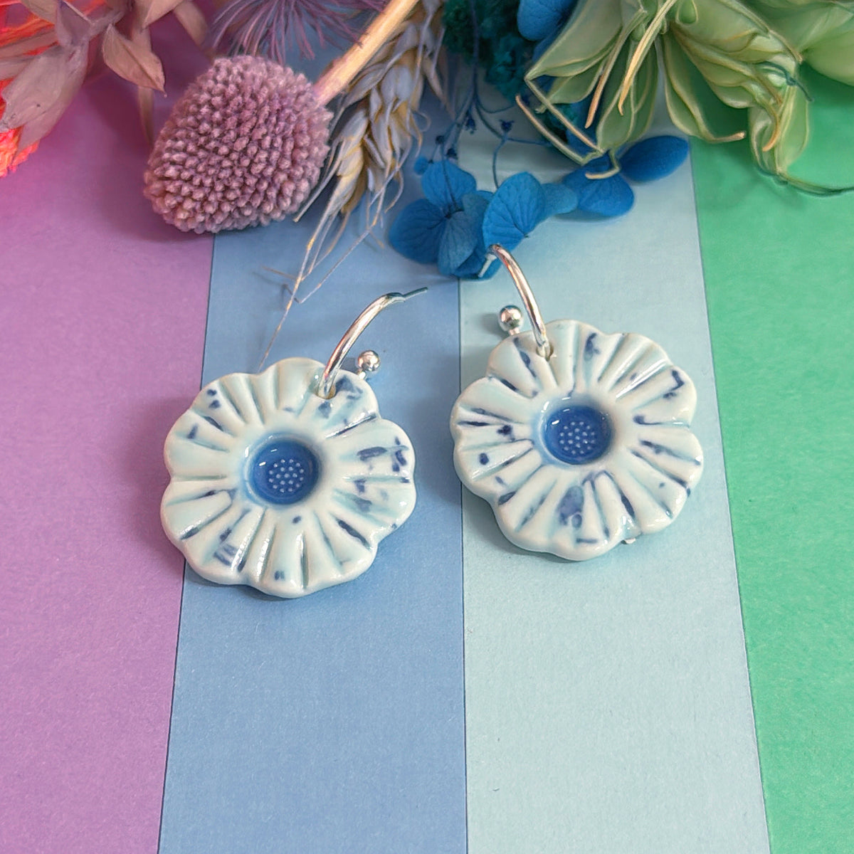 PRIMROSES in the SPRING ~ Choose your colour : PORCELAIN Drop Earrings by Jo Kealley