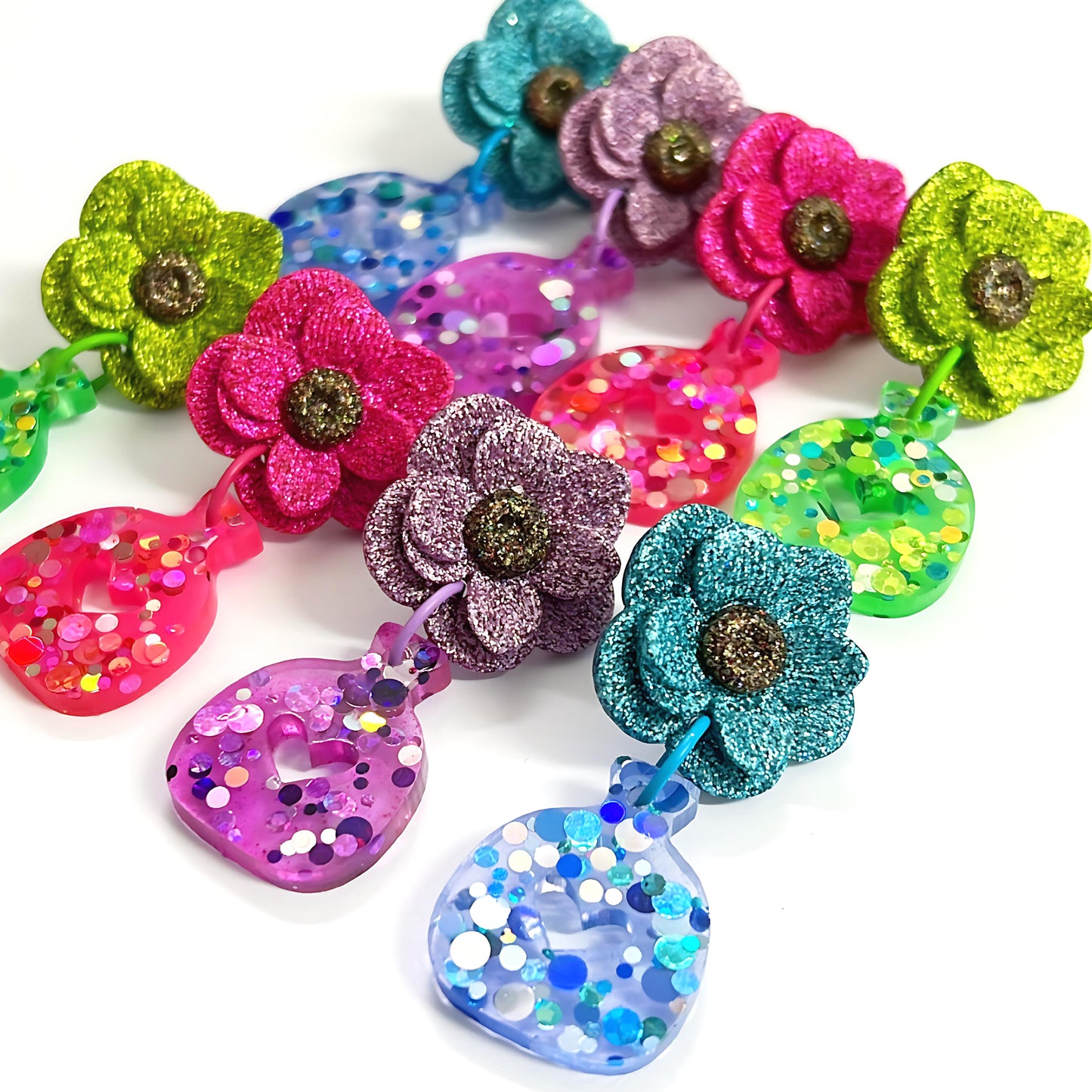 BEAUTIFUL BOUQUET : Choose your colour : Handmade Resin DROP Earrings