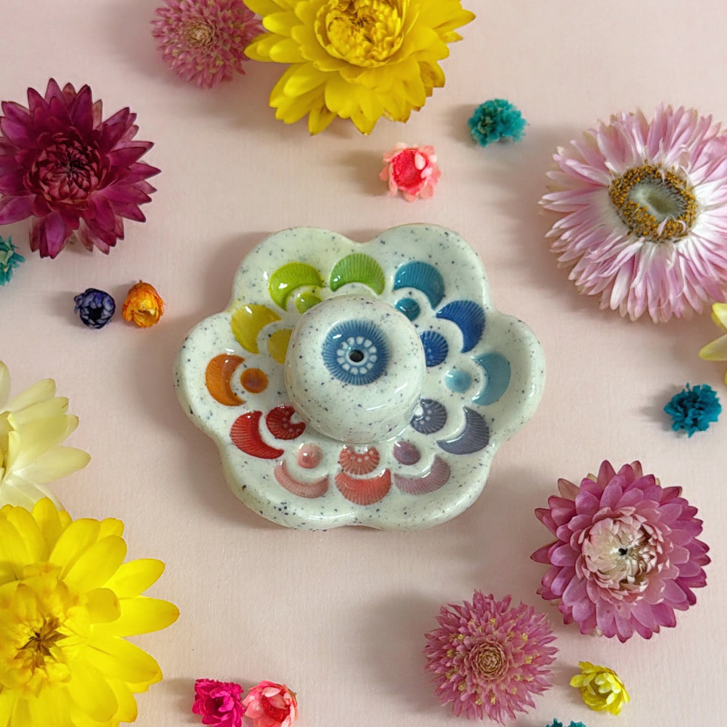 RAINBOW DAYDREAMS : Handmade Ceramic Incense Holder by Jo Kealley