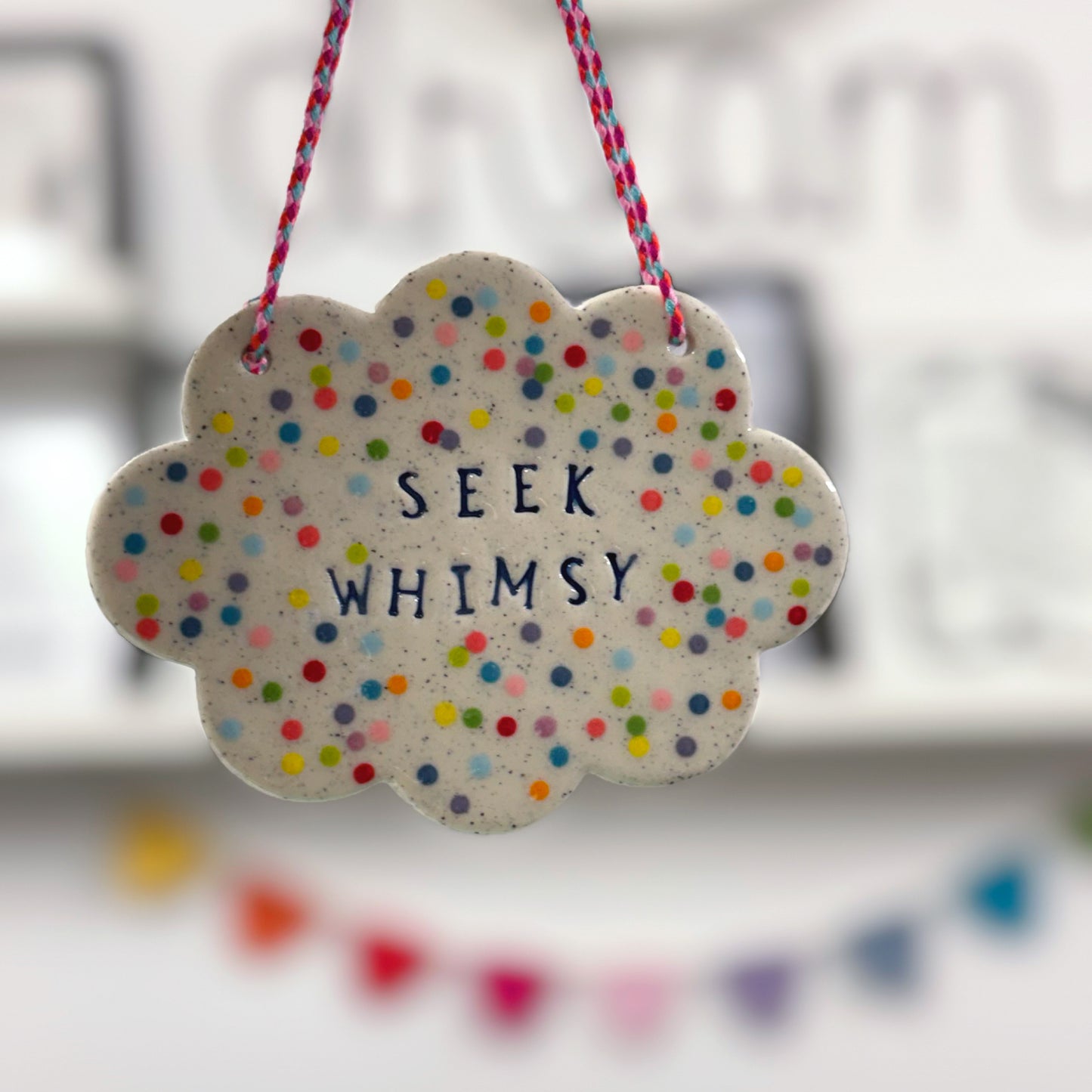 SEEK WHIMSY Wall Art : Handmade Ceramic Ornament by Jo Kealley