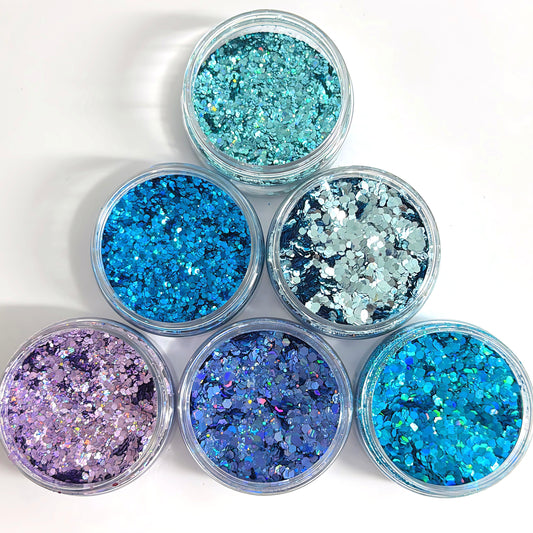 HOLOGRAPHIC DISCO HEX MIX : choose you colour : large black jar : Destash item