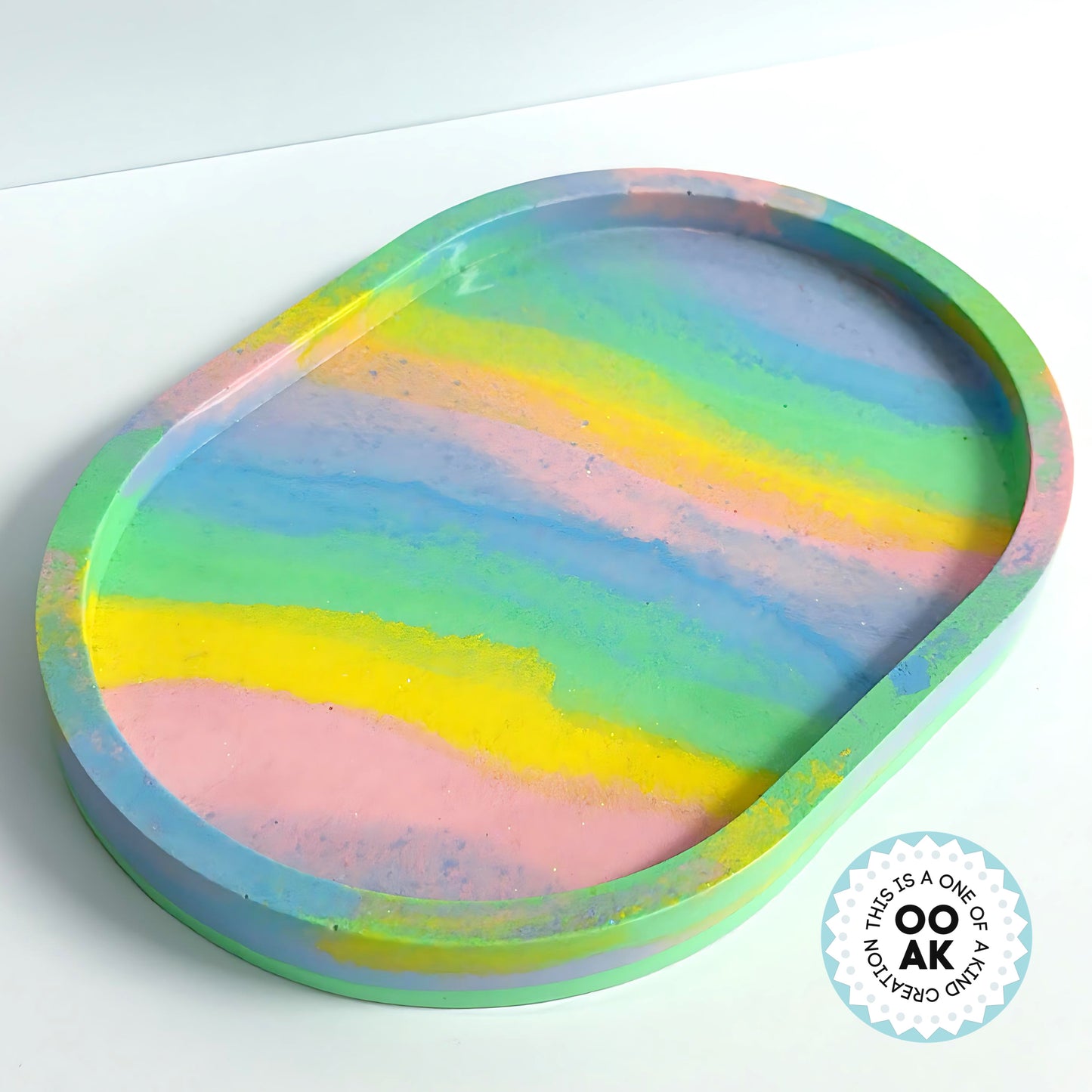 RAINBOW GELATO SMALL TRAY or PEN POT - cast resin