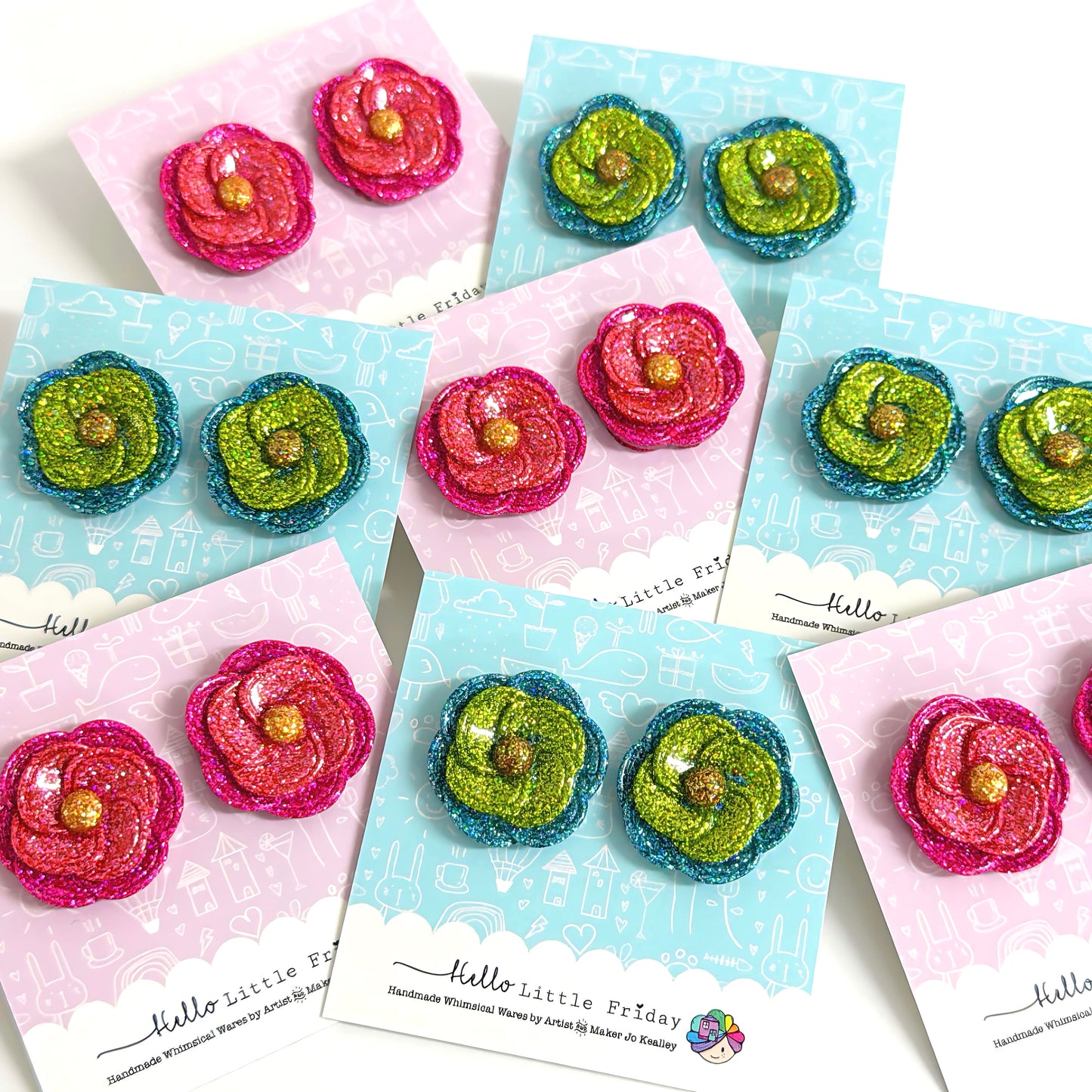 JEWEL BLOOMS : Choose your colour : Handmade Resin STUD Earrings