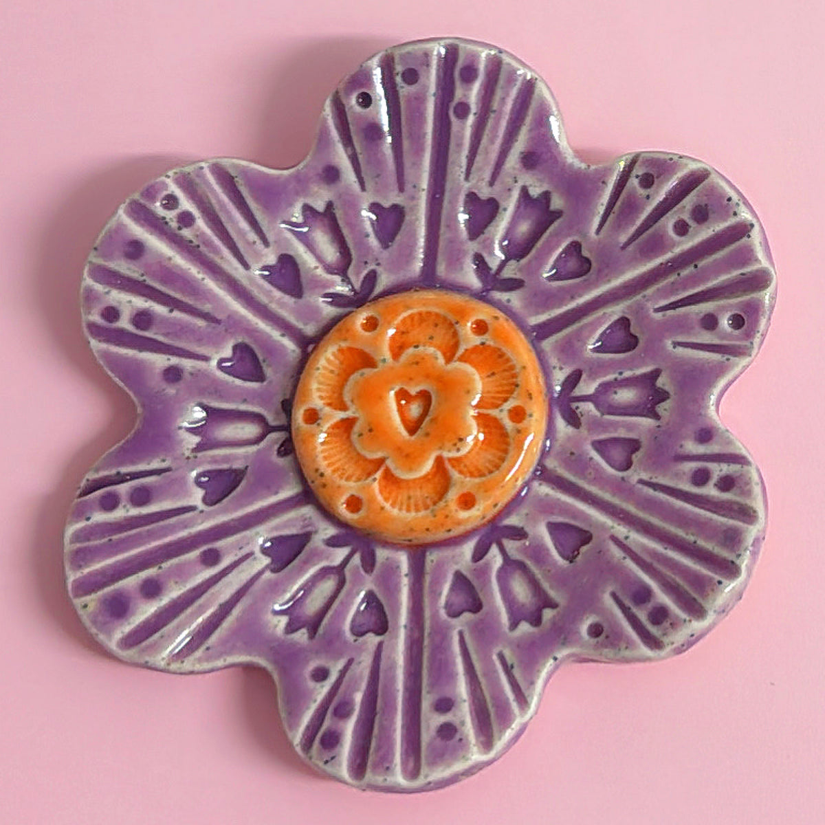 Sunshine Peach & Lilac WALLFLOWERS Wall Art : Choose your design : Handmade Ceramic Ornaments by Jo Kealley