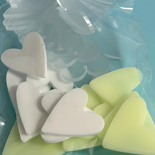 Large bag ASSORTED 35mm-40mm TALL HEARTS for drop earring size : 3mm white gloss clear frosted & glow in dark Acrylic components : Destash item