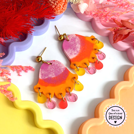 One of a Kind : EMBELLISHED TULIPS : Handmade Resin DROP Earrings