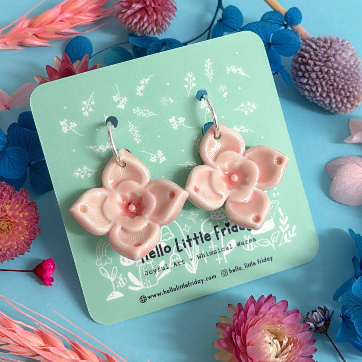 PETITE STARFLOWERS ~ Choose your colour : PORCELAIN Drop Earrings by Jo Kealley