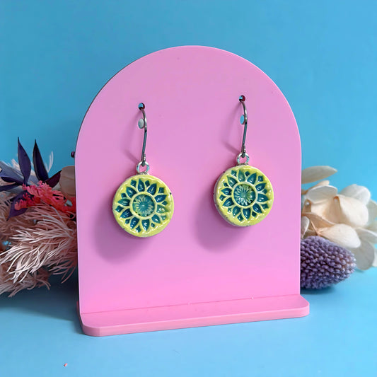 BOTANICA CERAMICA : Sunflowers : PETITE : Ceramic Earrings by Jo Kealley