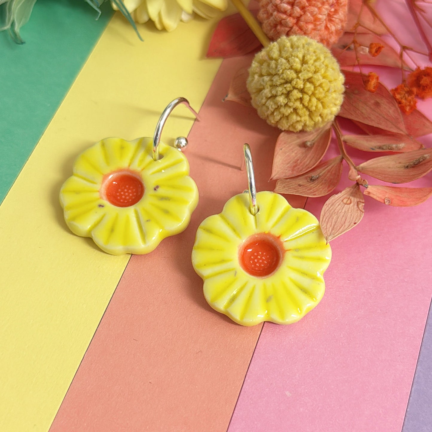 PRIMROSES in the SPRING ~ Choose your colour : PORCELAIN Drop Earrings by Jo Kealley