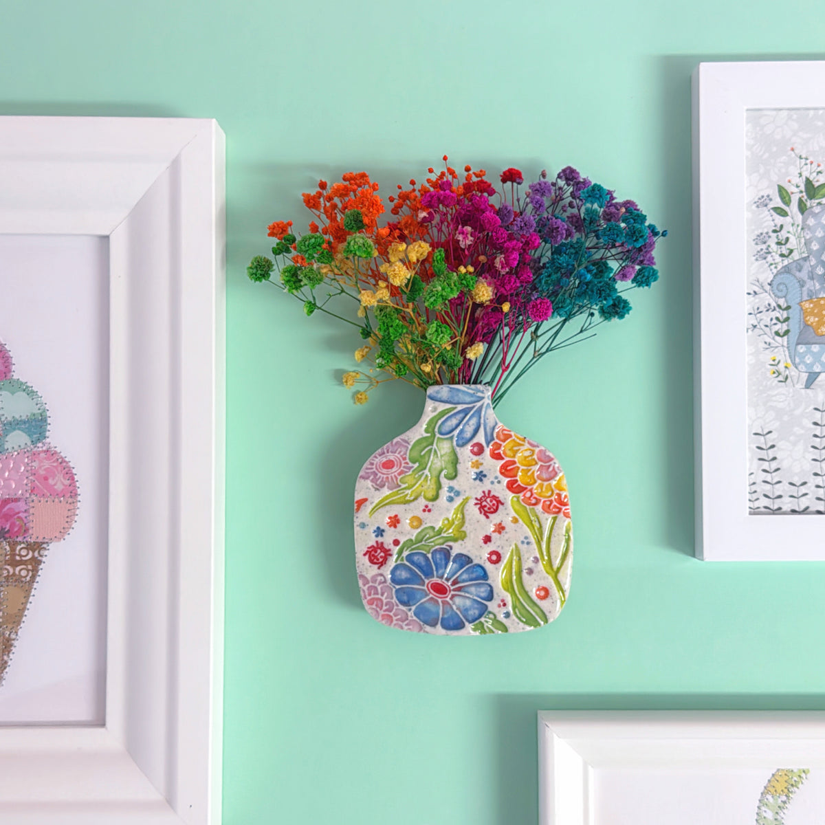 BOTANICA CERAMICA : Rainbow Handmade Ceramic Wall Vase - Medium by Jo Kealley
