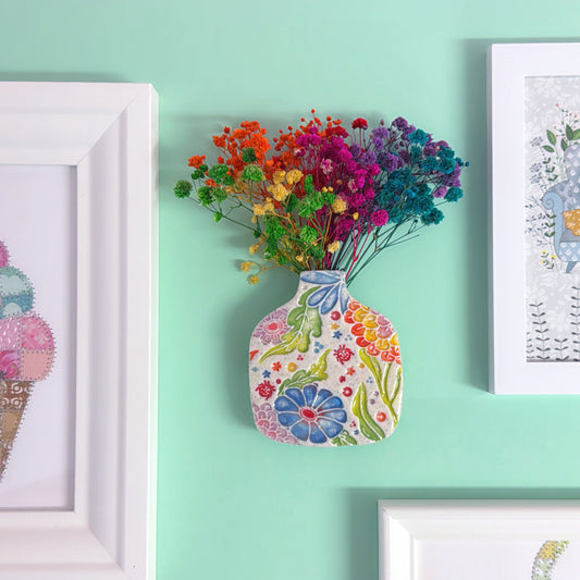 BOTANICA CERAMICA : Rainbow Handmade Ceramic Wall Vase - Medium by Jo Kealley