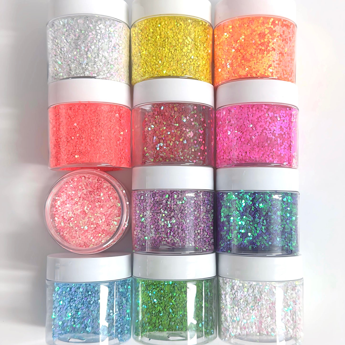 TINY HEARTS : Colour-shift Holographic Glitter : choose your colour : medium white jar : Destash item