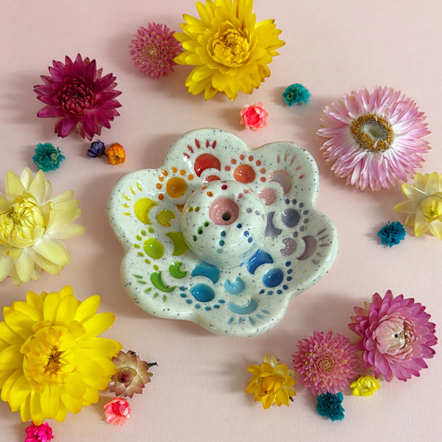 RAINBOW DAYDREAMS : Handmade Ceramic Incense Holder by Jo Kealley