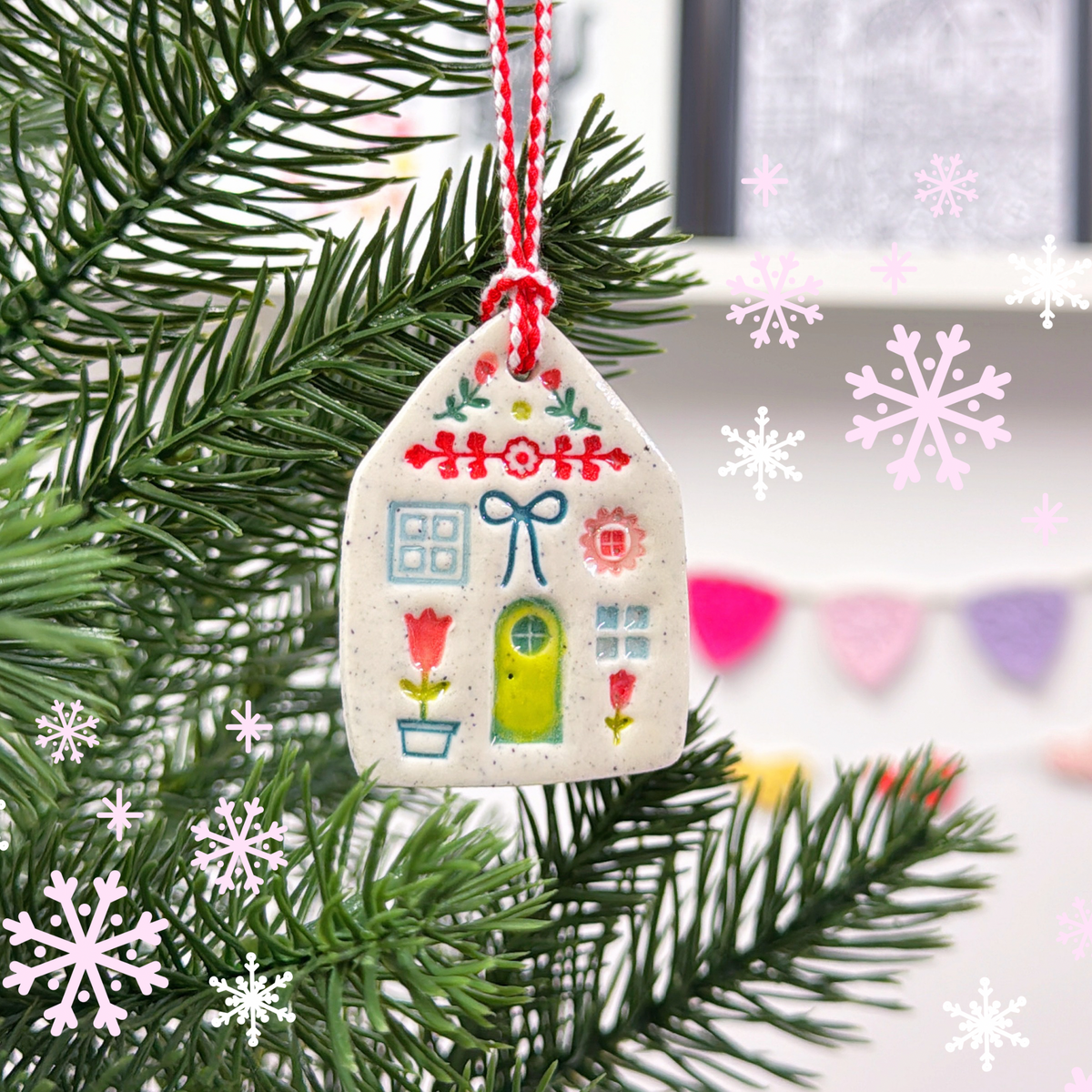 Gingerbread Houses : Handmade Ceramic Ornaments by Jo Kealley
