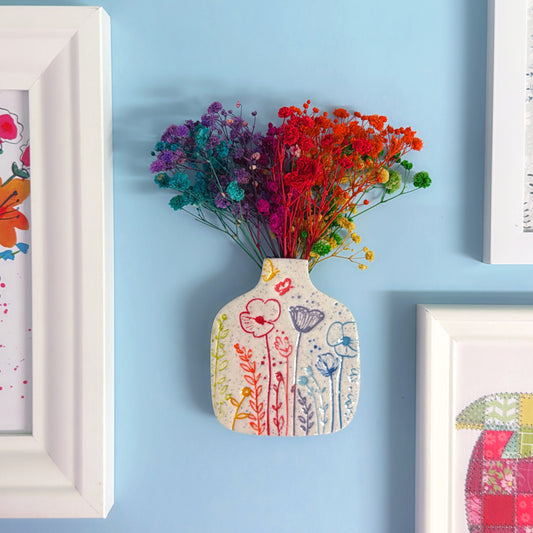 BOTANICA CERAMICA : Rainbow Handmade Ceramic Wall Vase - Medium by Jo Kealley
