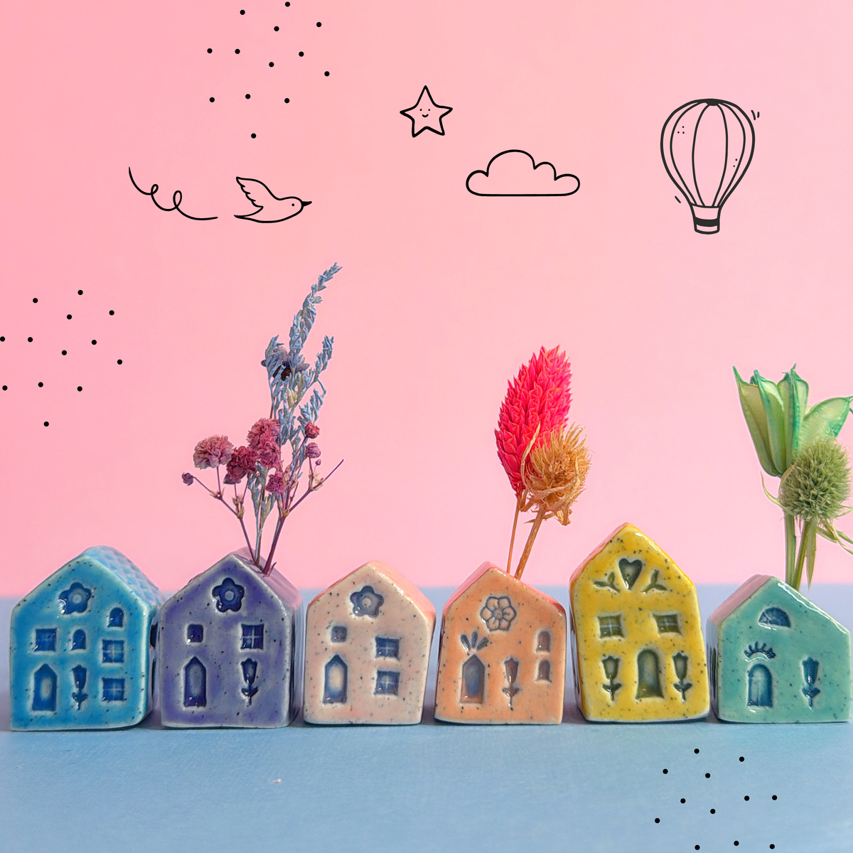 Hello Little HOMES 7 : Gelato Rainbow : Choose your colour : Handmade Ceramic Vases & Sculptures by Jo Kealley