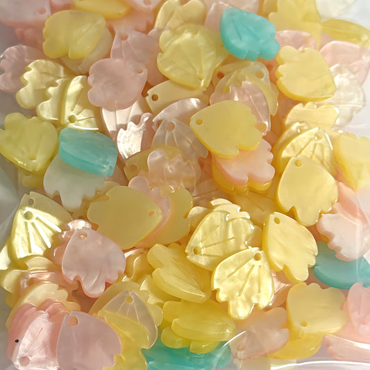 SCALLOPED PETALS : Pastel Rainbow drops : white lemon pink red purple blue aqua green : Laser Cut Acrylic components : Destash item