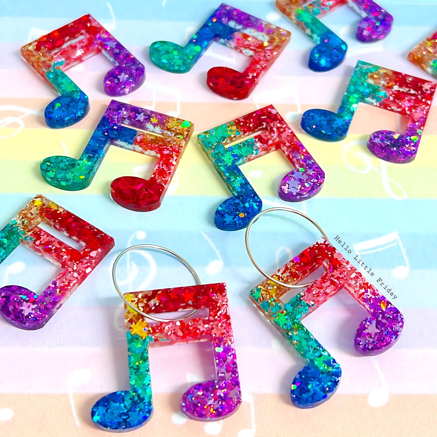 WE ARE THE MUSIC MAKERS : RAINBOW : Handmade Resin DROP Earrings