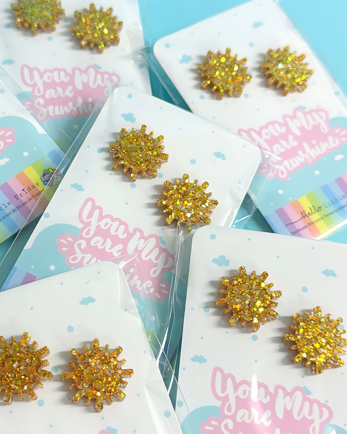 GOLDEN SUNS STUDS : Handmade Resin STUD Earrings