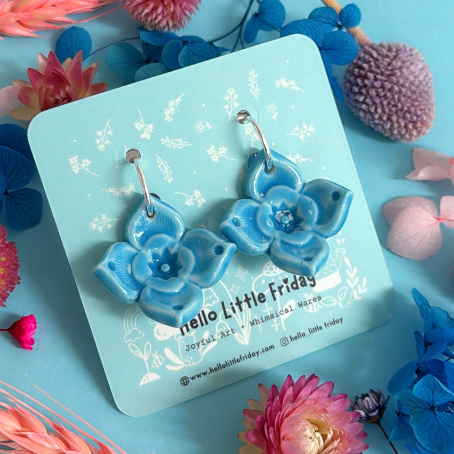 PETITE STARFLOWERS ~ Choose your colour : PORCELAIN Drop Earrings by Jo Kealley