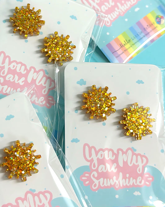 GOLDEN SUNS STUDS : Handmade Resin STUD Earrings