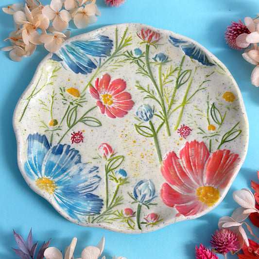 BOTANICA CERAMICA ~ Cosmos Bloom Plates : Handmade Ceramic Treats & Tapas Dishes by Jo Kealley