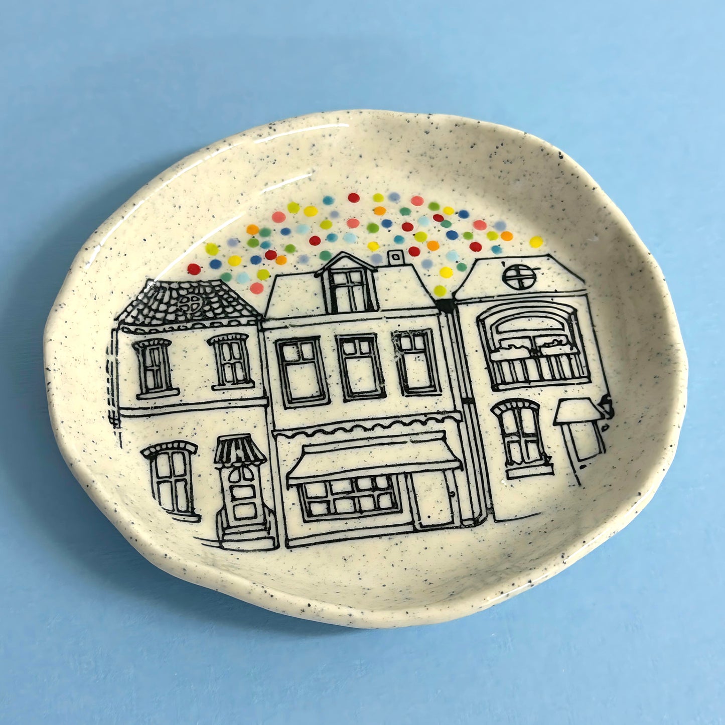 Hello Little RAINBOW CONFETTI DISH : Choose your design : Handpainted Ceramic Dishes by Jo Kealley