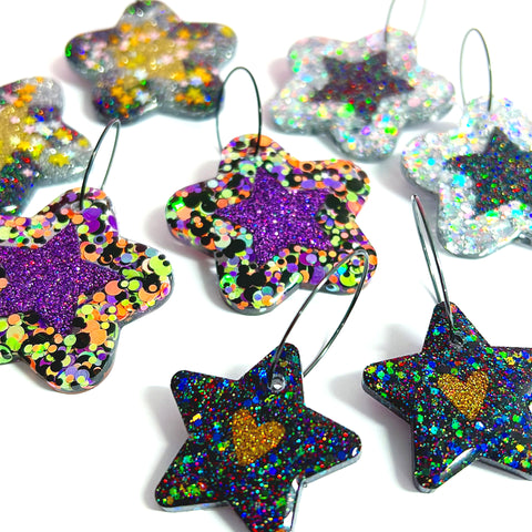 SPOOKY STARS : Choose your colour : Handmade Resin DROP Earrings