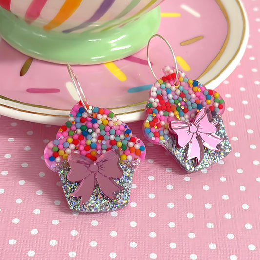 HELLO LITTLE SPRINKLE CUPCAKES : Handmade Resin DROP Earrings