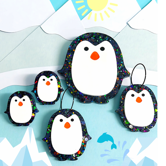 HELLO LITTLE PENGUINS : DAZZLING RAINBOW : Choose STUD or DROP Earrings : Handmade Resin Accessories