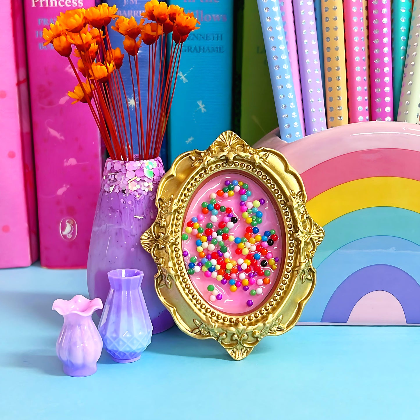 HELLO LITTLE FAIRYBREAD : OVAL CAMEO : Fairy Bread Framed Artwork : Handmade Cast Resin ARTWARES