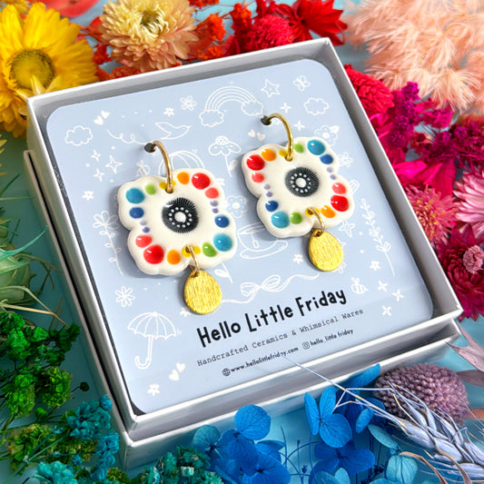 RAINBOW FIELD : LILACS ~ PORCELAIN Drop Earrings Handmade by Jo Kealley