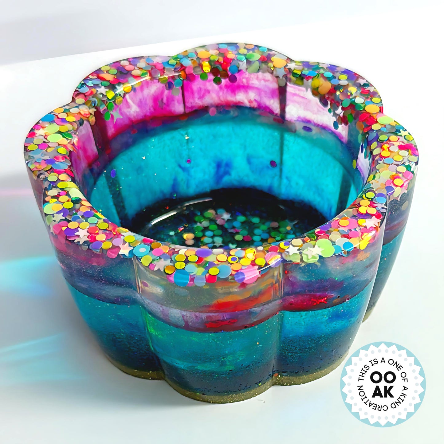 RAINBOW SHIMMER Medium Cast Resin Trinket bowl