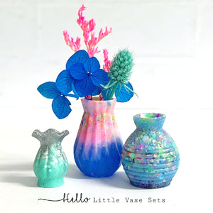 HELLO LITTLE VASE SETS : Set of 3 : Cast Resin Miniature Vases