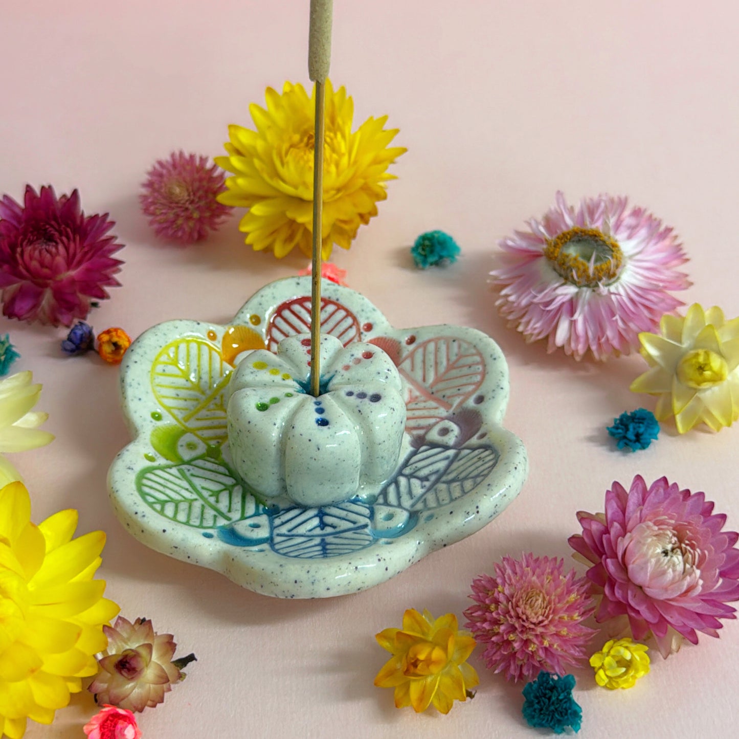 RAINBOW DAYDREAMS : Handmade Ceramic Incense Holder by Jo Kealley