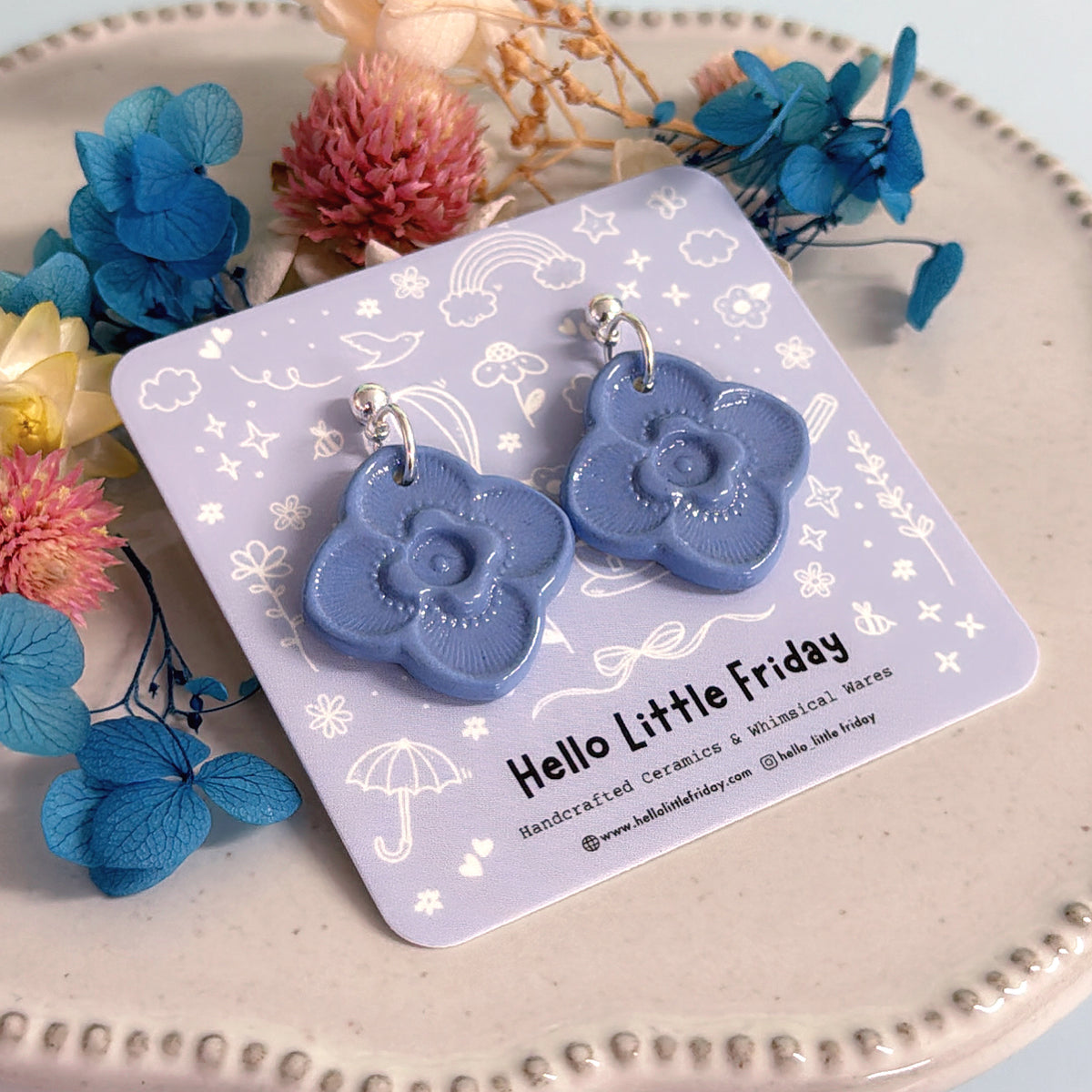 Petite LILAC BLOOMS : Choose your colour ~ PORCELAIN Drop Earrings Handmade by Jo Kealley