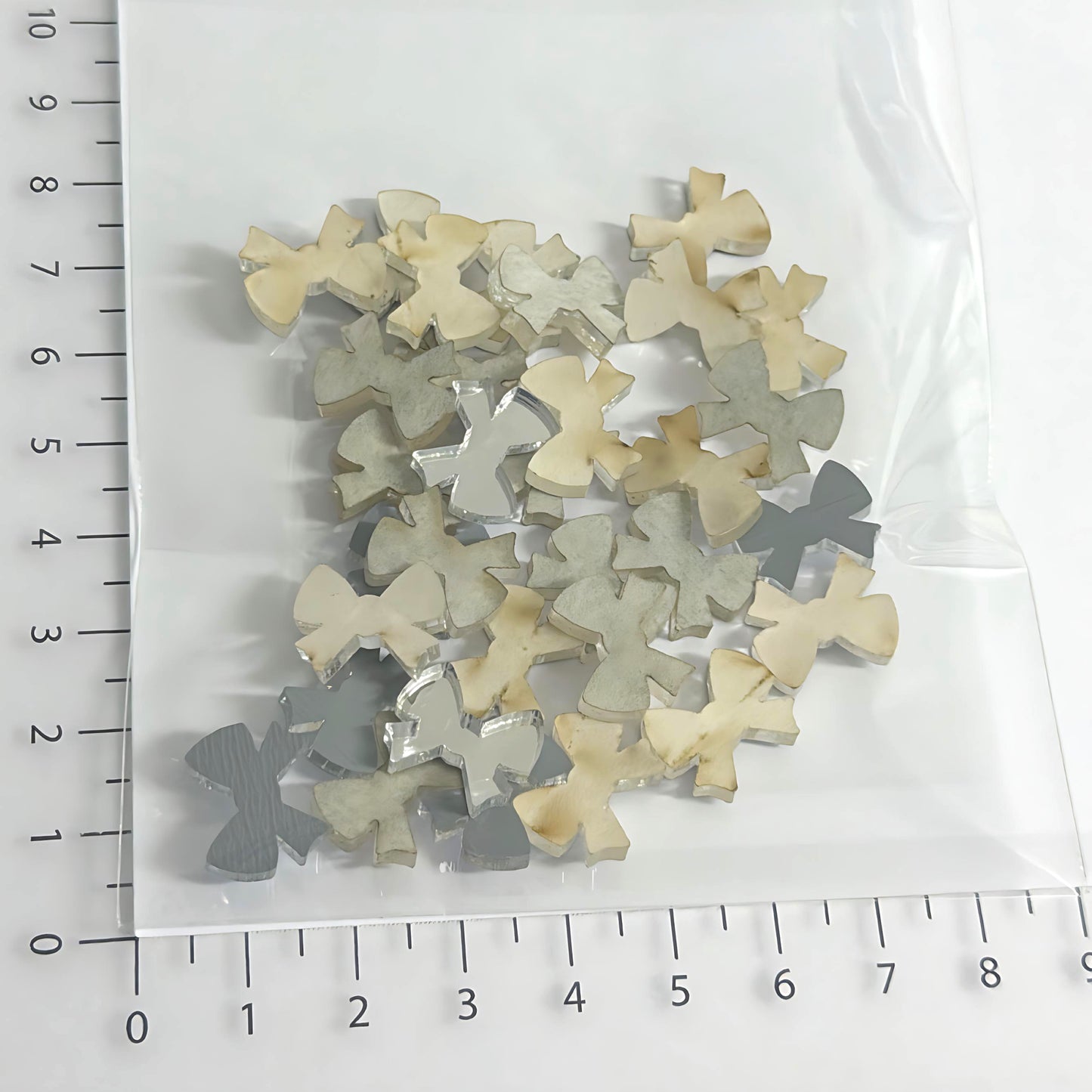 15mm BOW SILVER MIRROR : Stud components : Laser Cut Acrylic components : Destash item