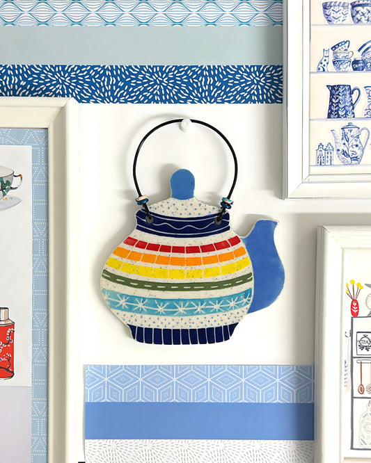 Hello Little BIG TEAPOT : Choose your design : Handpainted Ceramic Wall Plaque Artwork by Jo Kealley