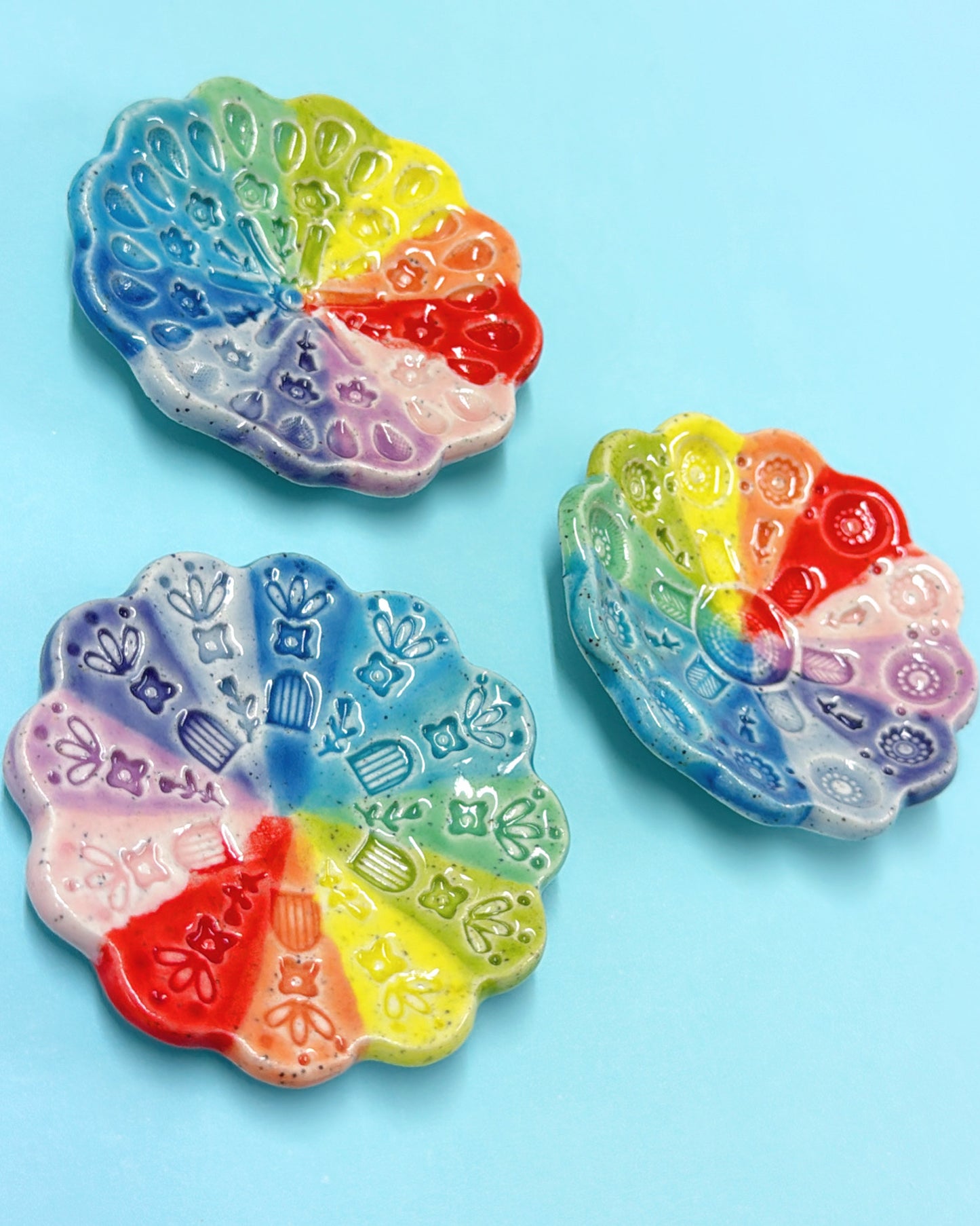 RAINBOW PINWHEEL PLATE : Choose your design ~ Handmade Ceramic Treats & Tapas Dishes handmade by Jo Kealley