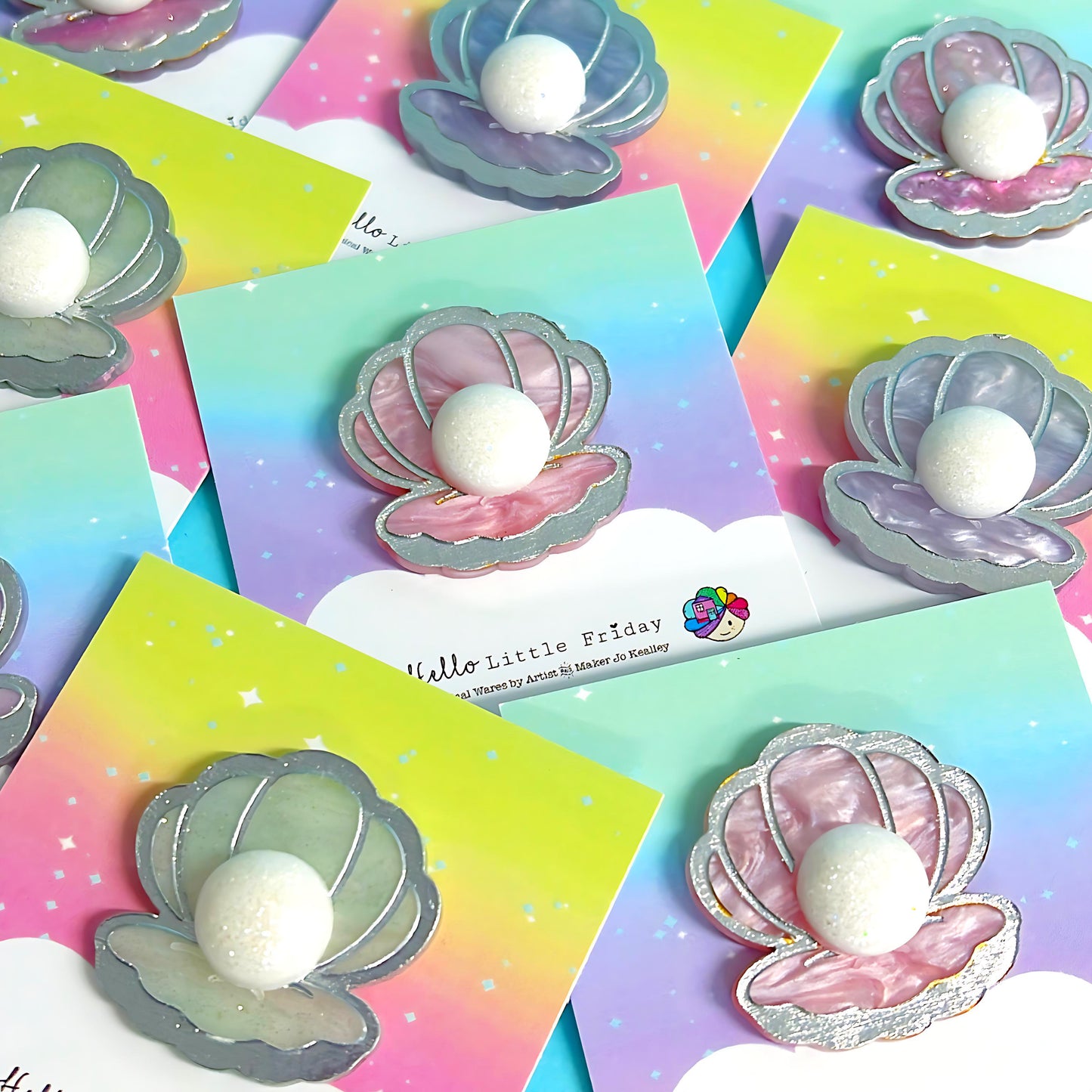 JEWELS OF THE SEA : PEARLS : Choose your colour : Handmade Resin & Acrylic MIDI BROOCHES