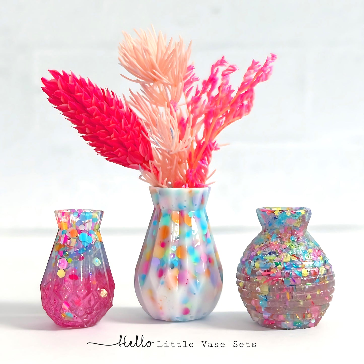 HELLO LITTLE VASE SETS : Set of 3 : Cast Resin Miniature Vases be