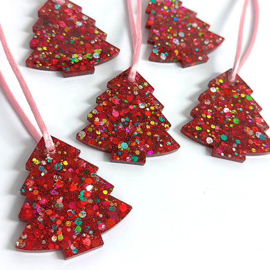 CHRISTMAS TREE : RUBY STARDUST : Handmade Resin Tree Ornaments