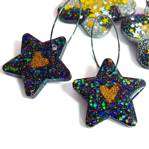 SPOOKY STARS : Choose your colour : Handmade Resin DROP Earrings
