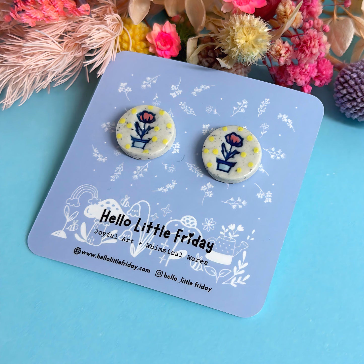 One of a kind pairs : BOTANICA CERAMICA STUDS : Choose your design : Handmade Ceramic STUD Earrings by Jo Kealley