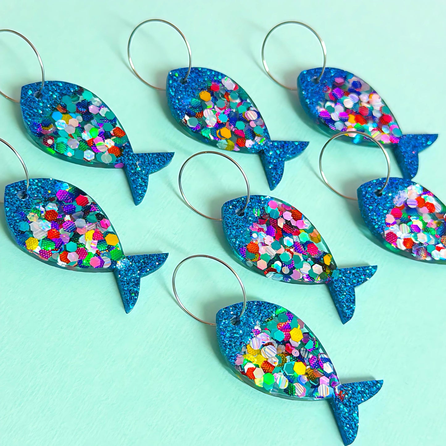 UNDER THE SEA : RAINBOW FISH : Handmade Resin DROP Earrings