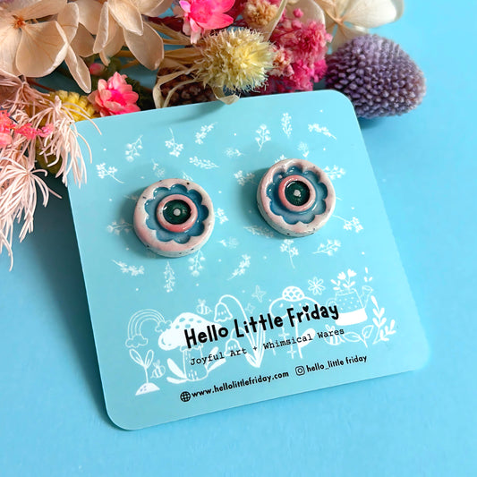 BOTANICA CERAMICA STUDS : Mod Flowers : Handmade Ceramic STUD Earrings by Jo Kealley