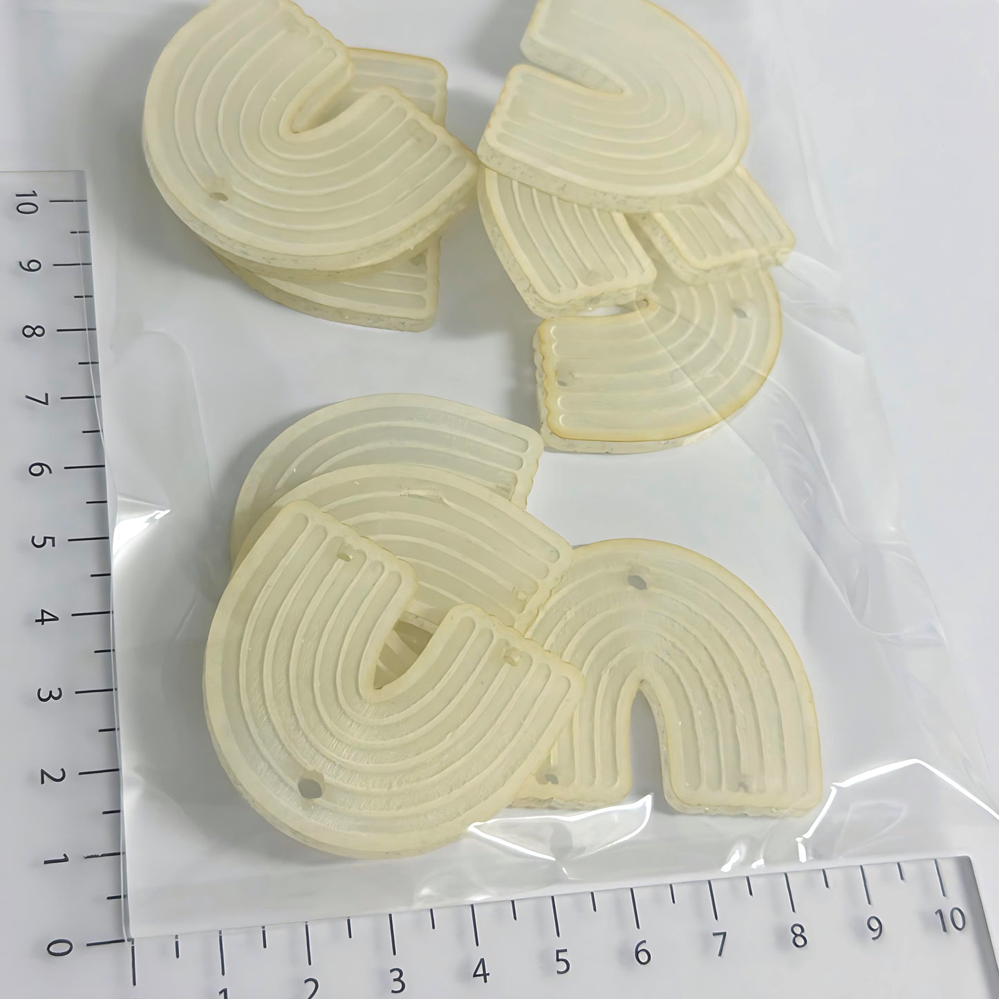 5 pairs 45mm RAINBOWS in SPARKLE GLITTER Acrylic: Paint fill : Etched Laser Cut Acrylic components : Destash item